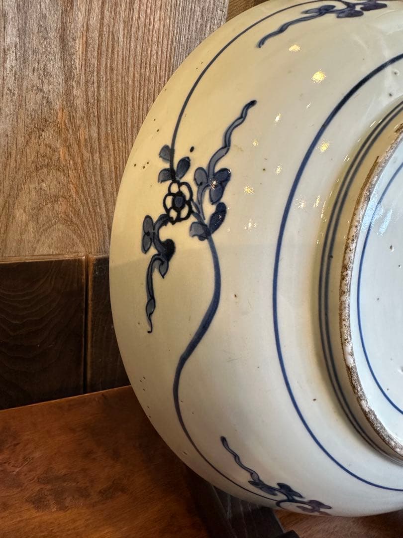 古伊万里　魚紋様　染付　大皿　江戸時代中期　有田焼き