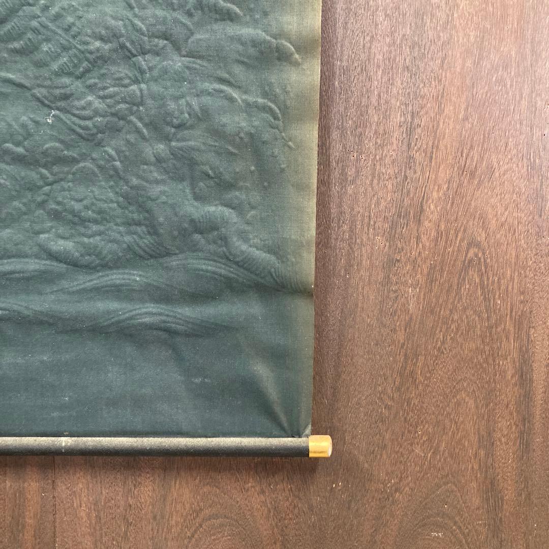 掛け軸 タペストリー 壁掛け 虎図 トラ 竹林 松 波 三日月 月 和室 和風