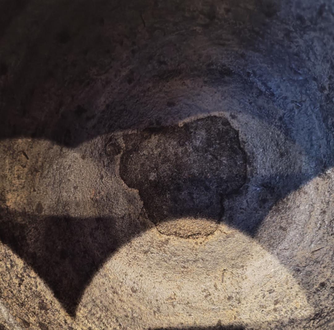 送料込【逢絢亭】茶道具 鬼面風炉 唐銅 丸釜添 釜師 和田美之助 共箱入り