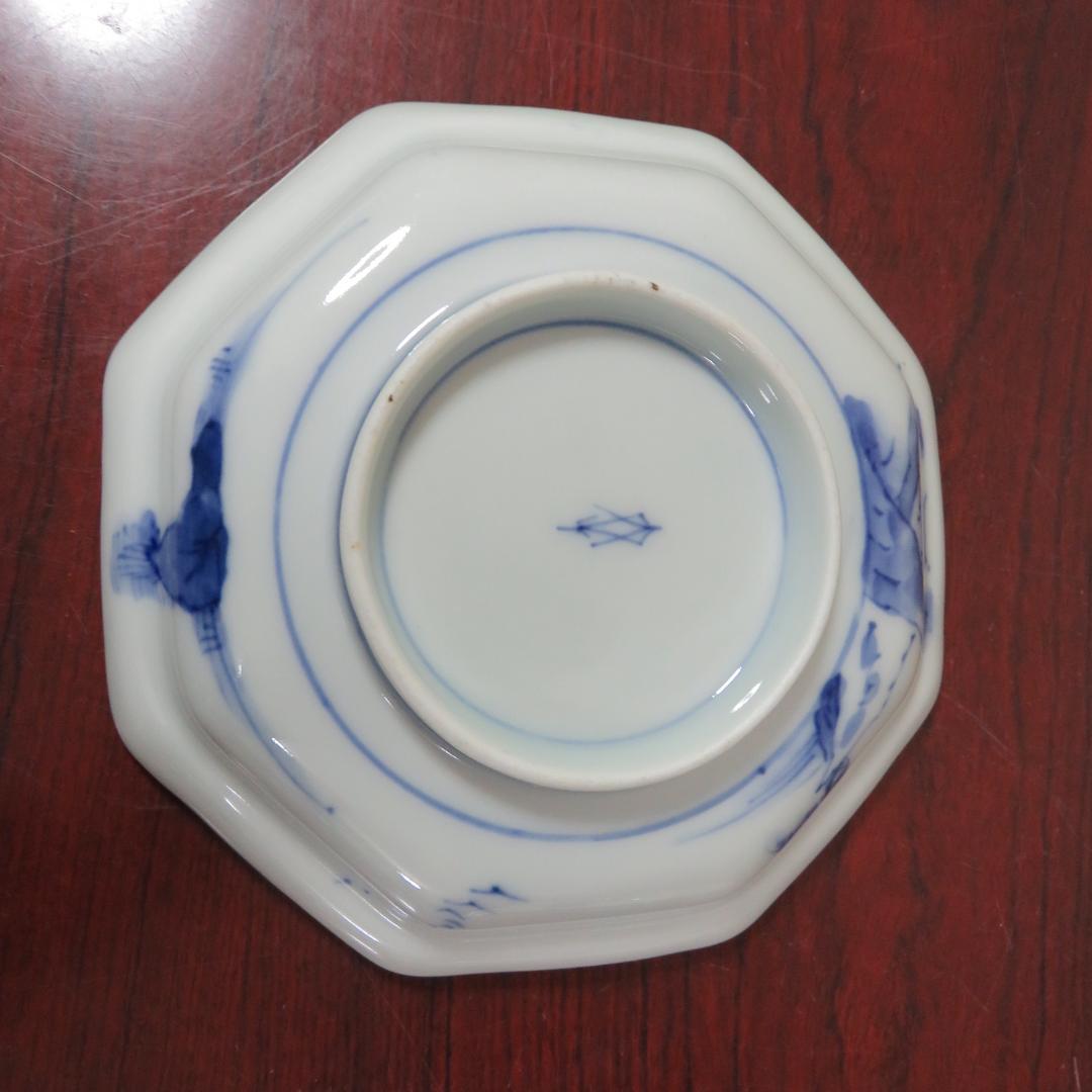 八角皿 伊万里 古代唐獅子 五寸皿 2枚 明治 大正 希少 美品 極上