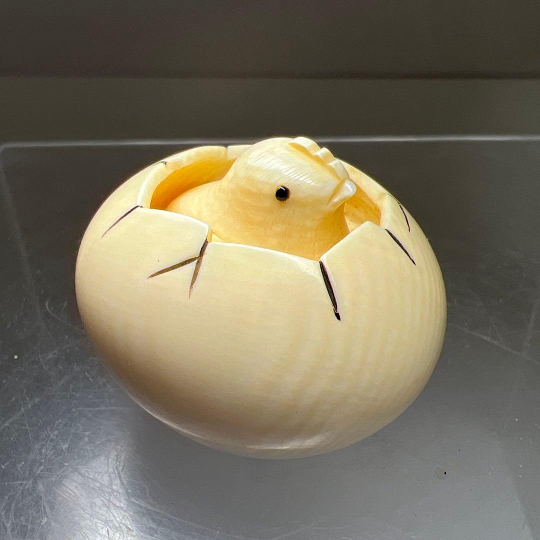 光玉在銘　極上ヒヨコカラクリ根付　27g 東Y8-0123☆2F