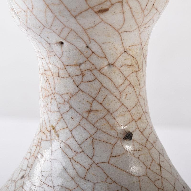 中国　哥窯　白磁　金糸鉄線　氷裂文　碗口瓶　時代箱　M　R8777