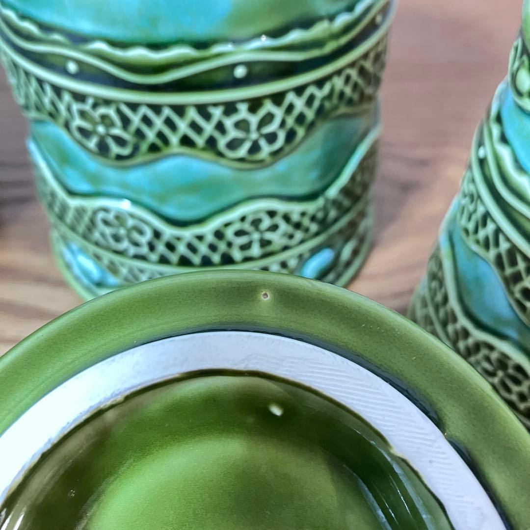 ヴィンテージ 陶器製 蓋付きキャニスター ジャー