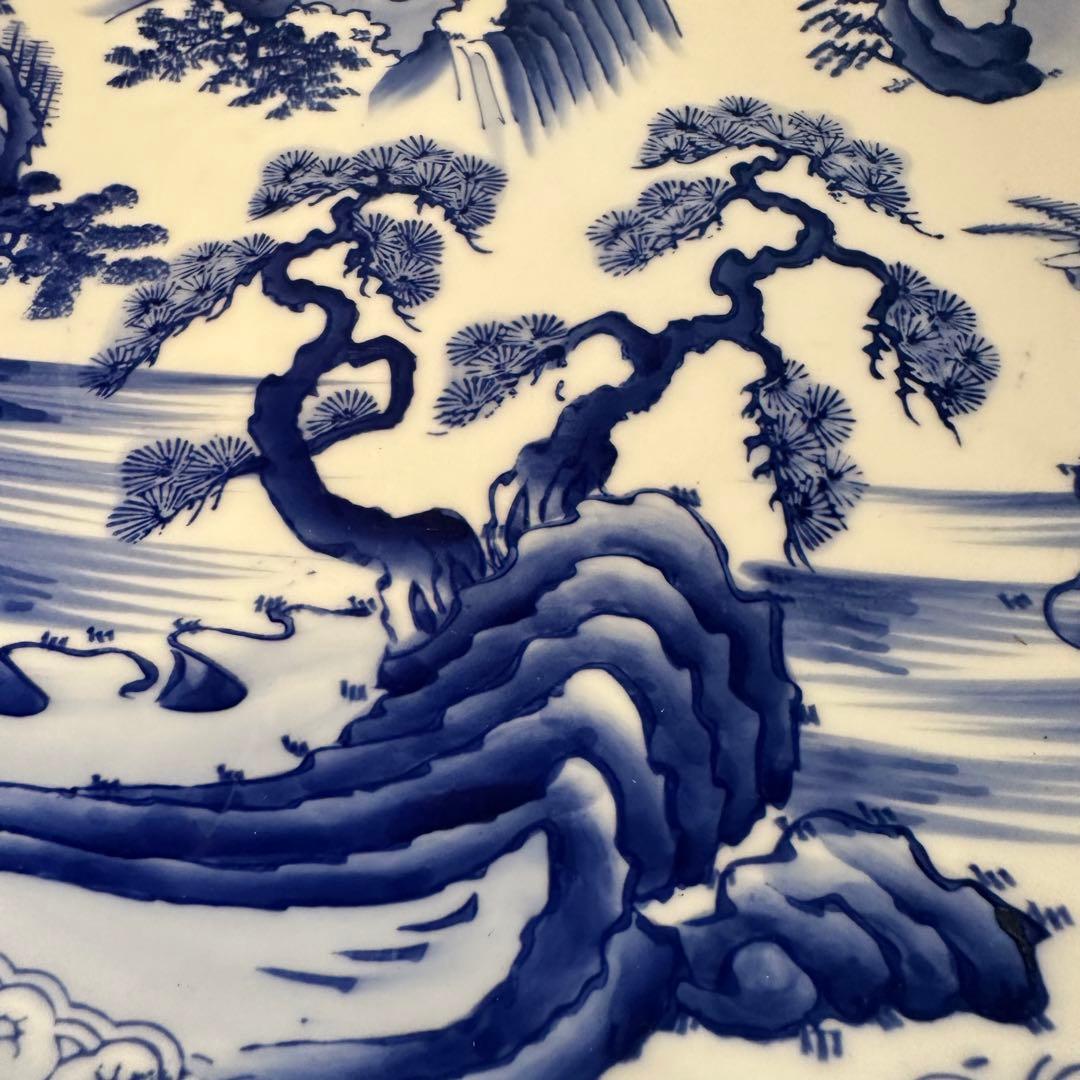 old有田焼　特大皿　飾り皿　染め付け