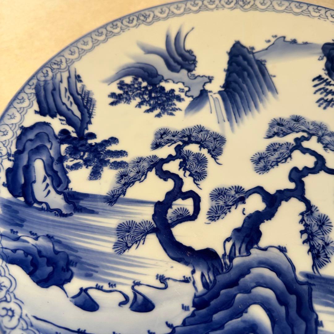 old有田焼　特大皿　飾り皿　染め付け
