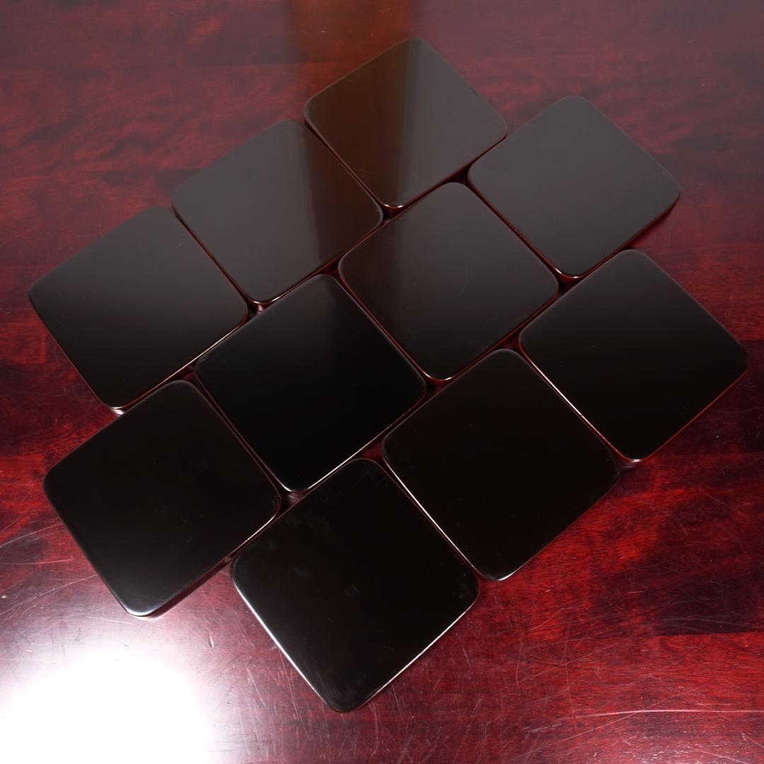 輪島塗 溜塗 高台寺蒔絵 角皿 10客 天然木製漆器