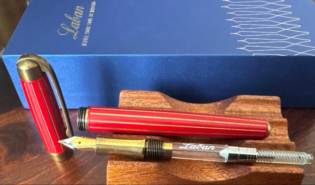 ラバン 万年筆 細字 F LABANアンティークII レッド ゴールド