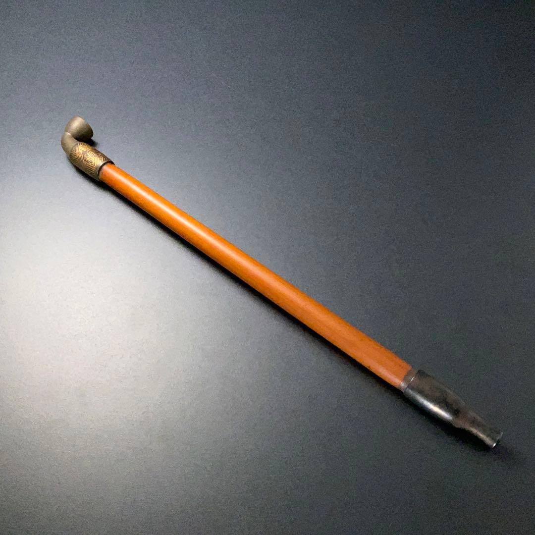 煙管キセル　桐　象嵌　アンティーク　骨董　6R1255お2