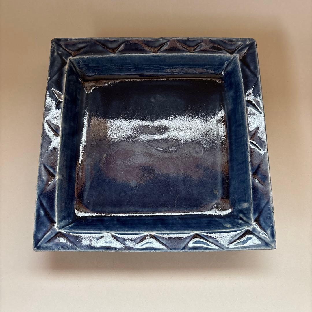 専用　多々納弘光　出西窯　呉須釉押紋角鉢　民藝　角皿