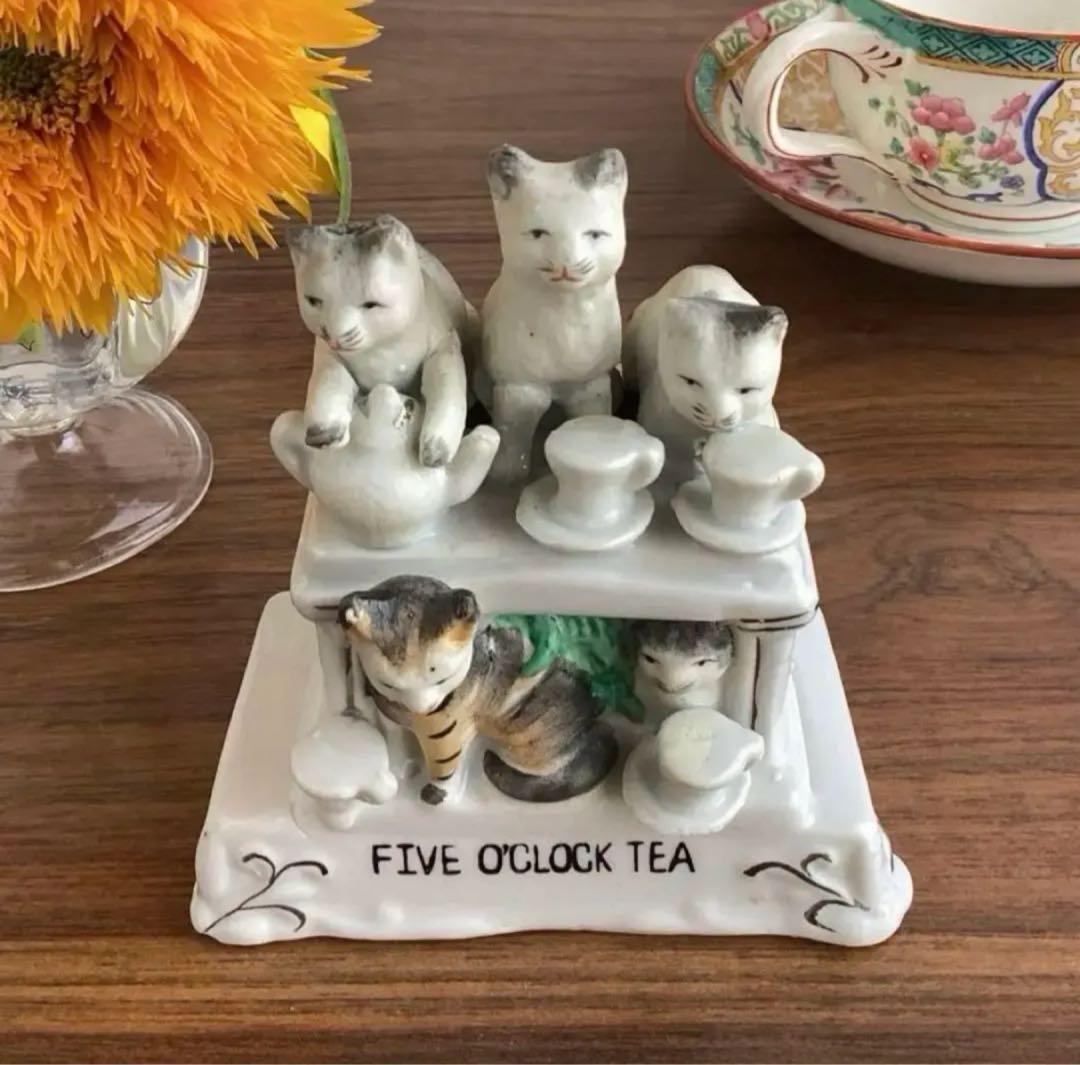 英国アンティーク1885年 ♤ 5匹の猫と5時のお茶 ♤ フェアリング