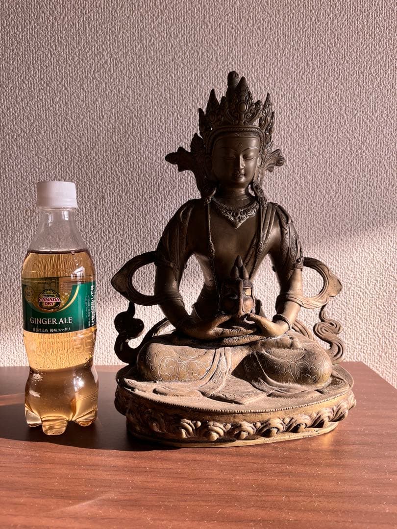 希少ネパール仏像白多羅菩薩ターラ菩薩 銅真鍮骨董品阿弥陀如来像 チベット 金銅像