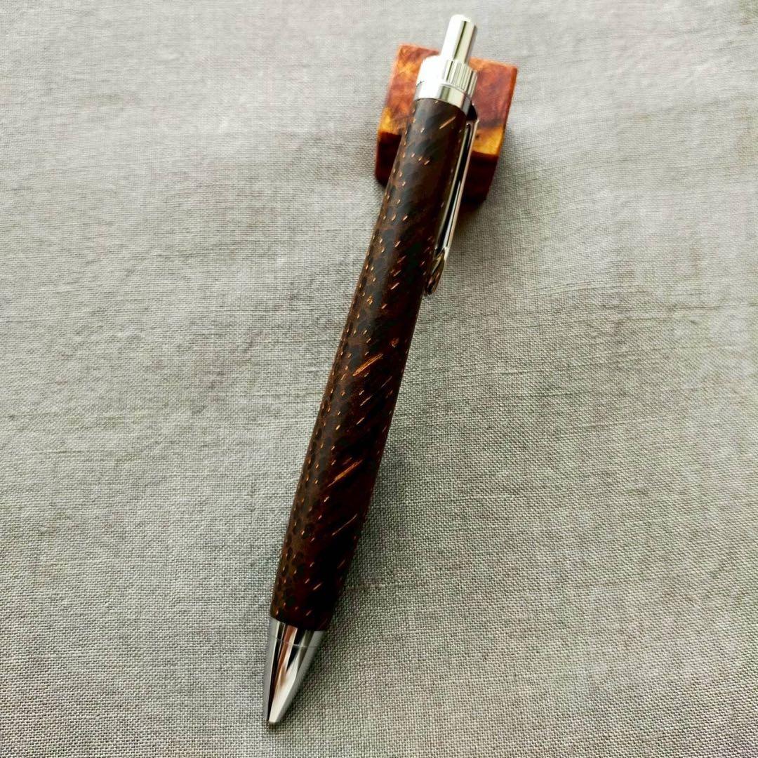 クジャクヤシ　ハンドメイド　木軸ボールペン　G2　天然木　シルバー