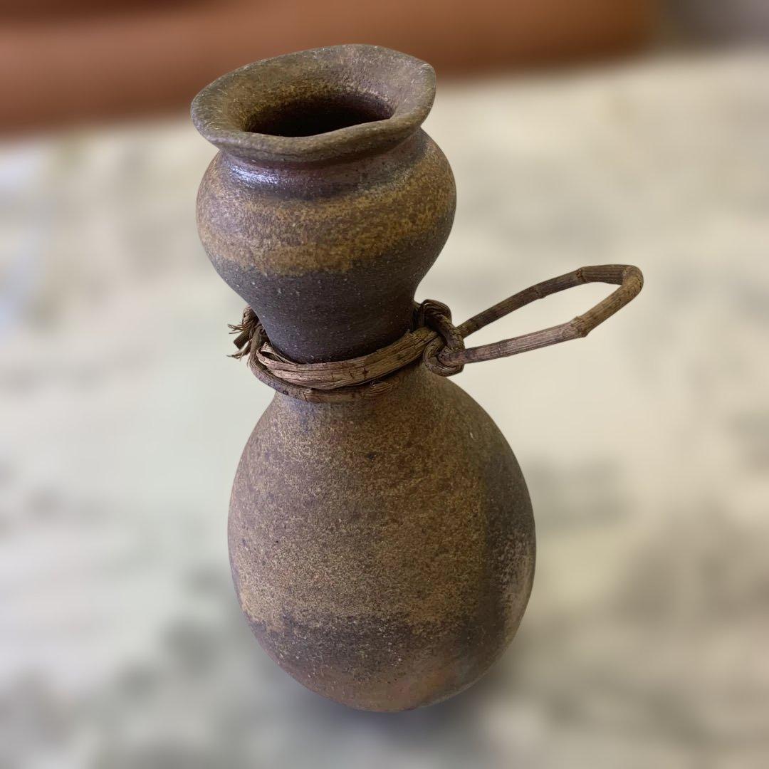 藤原史暁の備前焼 茶色 陶器の壺 専用箱付き