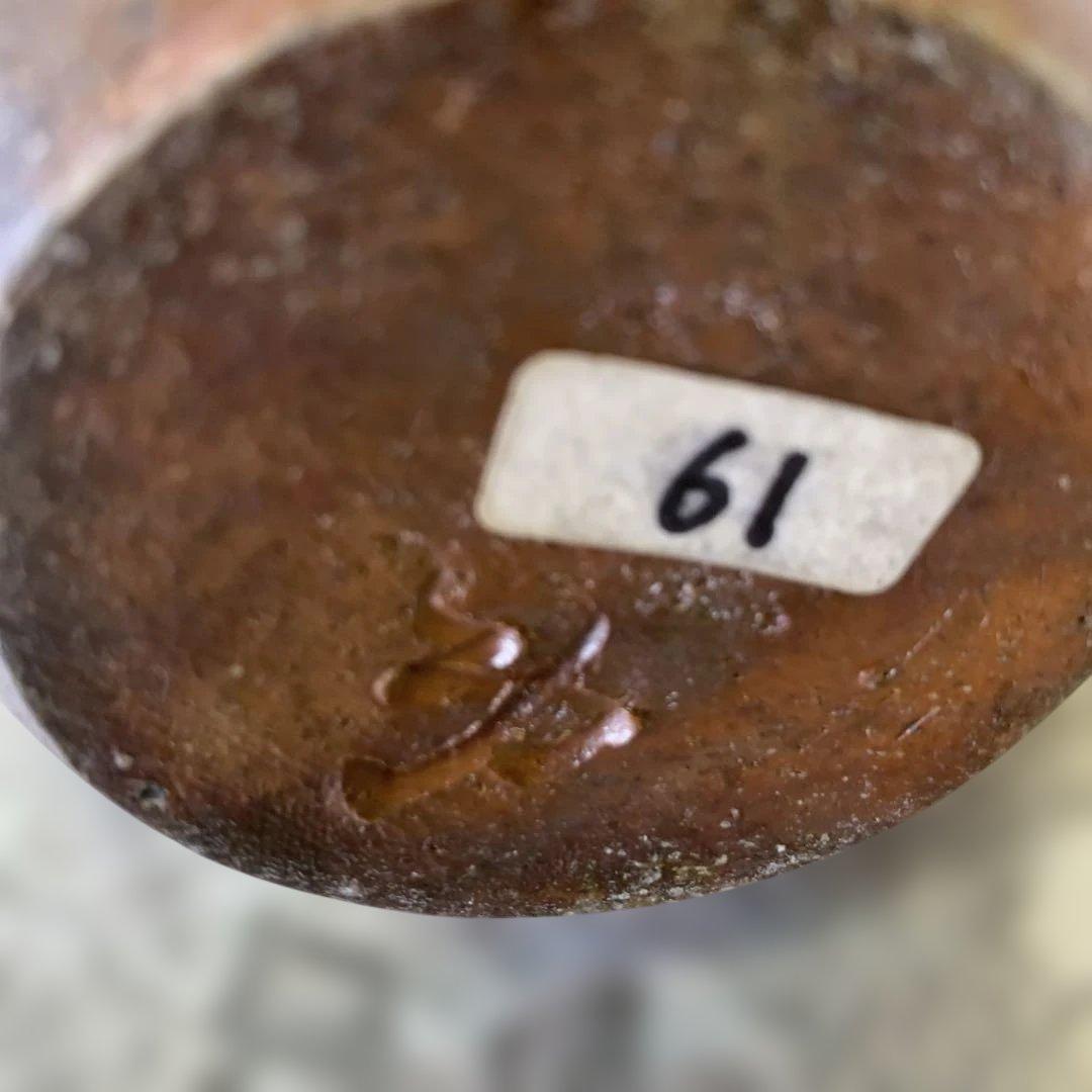 藤原史暁の備前焼 茶色 陶器の壺 専用箱付き