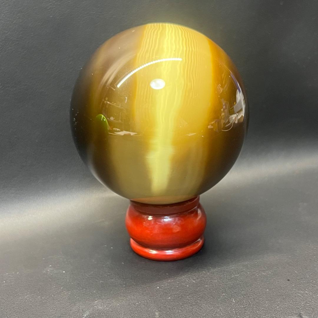 〇J⑥1059 キャッツアイ タイガーアイ 丸玉 パワーストーン 2点まとめ