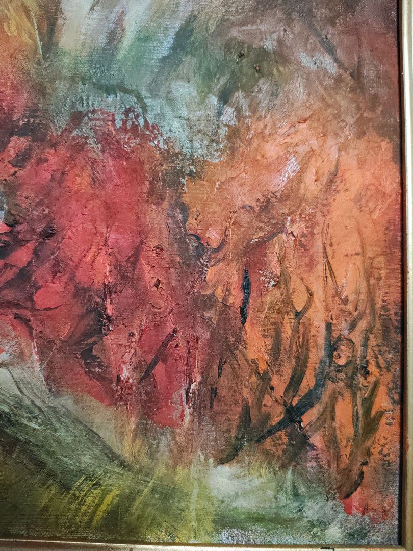 【送料込】F50号 特大 油彩額縁 ＋ 肉筆「大崩山 紅葉」 VIC木枠 公募展