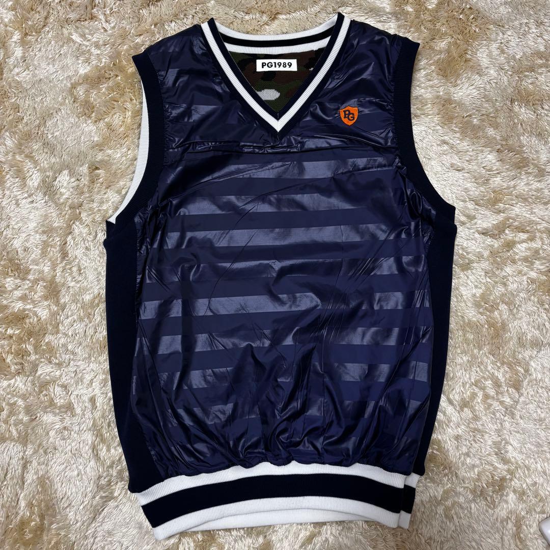 【リバーシブル】PEARLY GATES Vネックリバーシブルベスト 6 迷彩柄