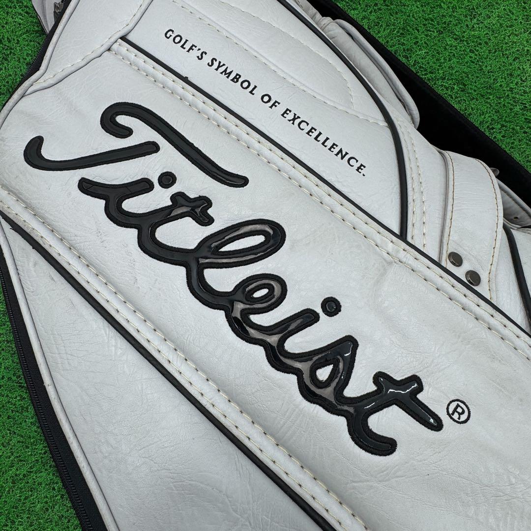 Titleist キャディバッグ 9型 6分割 レザー グレー ヘッドカバー付き