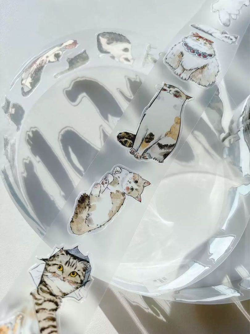 【9447】海外　10m巻　PETカッティング　マスキングテープ　猫　動物系