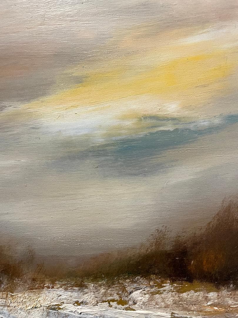 「真作」楠孝文「バイカル湖」風景画　油彩画　額装　サイン有り　F8号