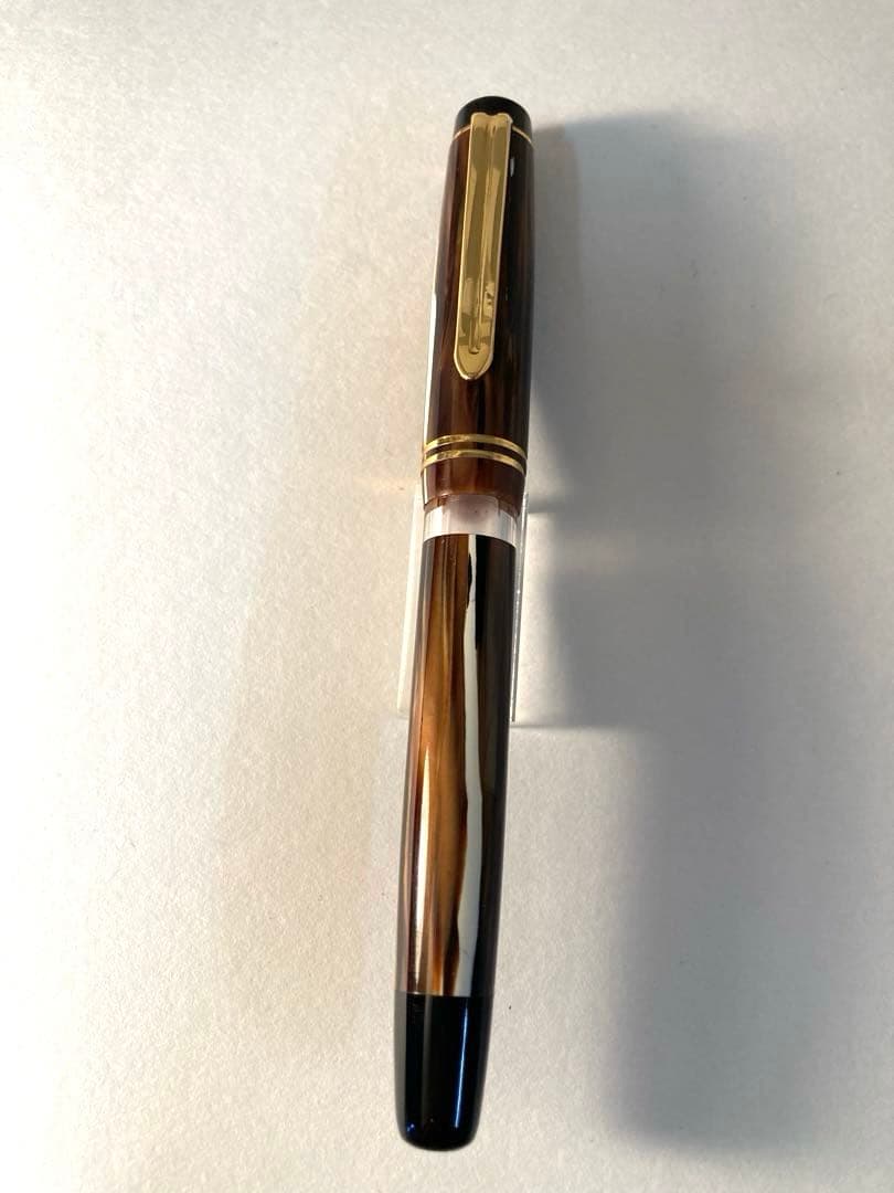 加藤製作所　セルロイド万年筆 ブラウン　茶柳　16000FP-MBR 中字