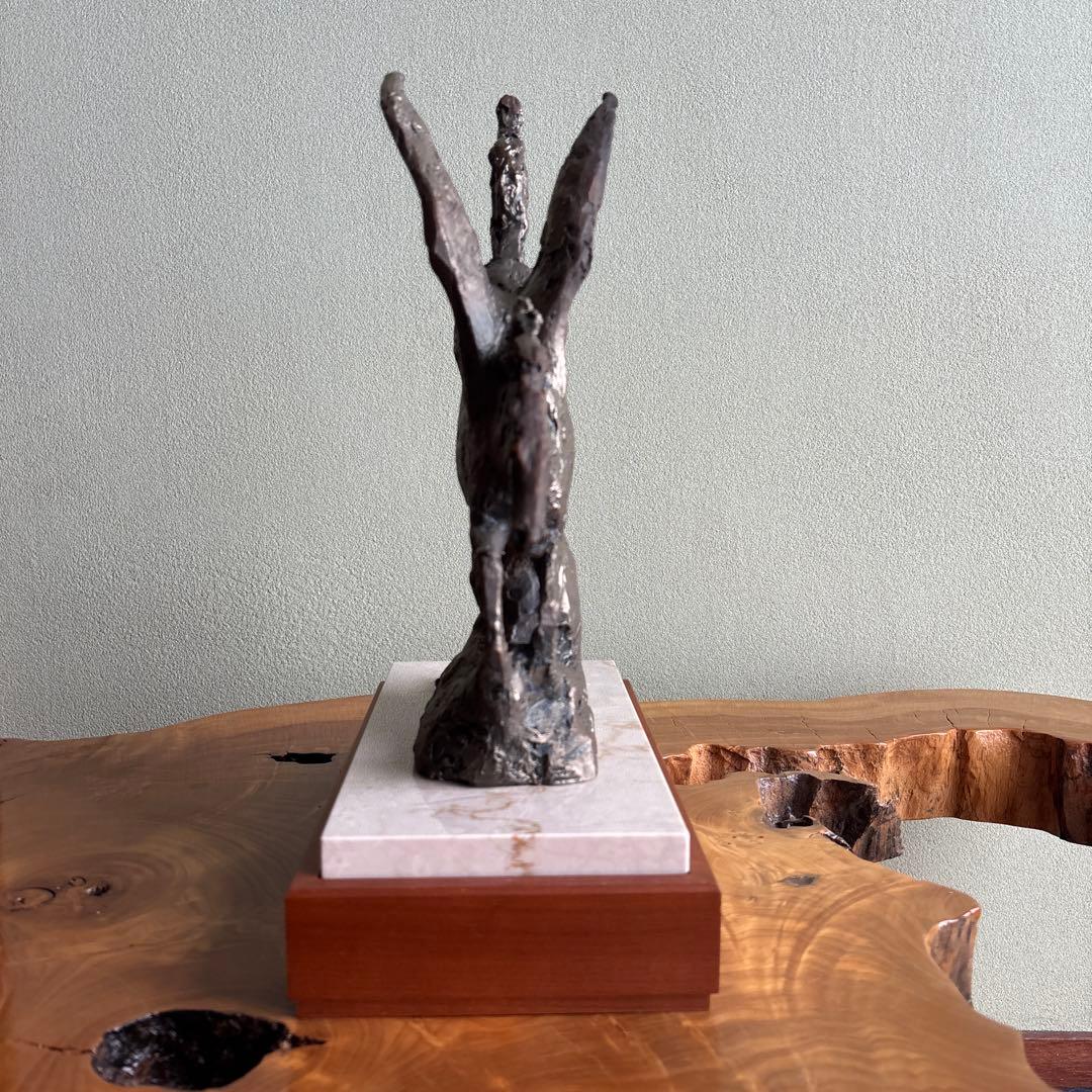 【洋銀】北村西望造 「春風」彫刻置物 共箱 高さ33.5cm