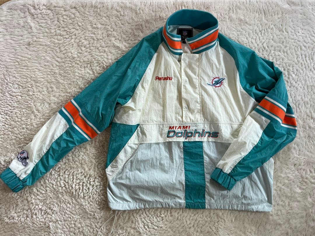 Perushu × NFL コラボナイロンスタンドネックアノラックブルゾン