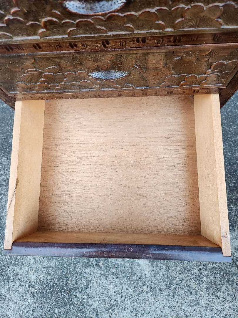 軽井沢彫　5段引出し　チェスト　桜