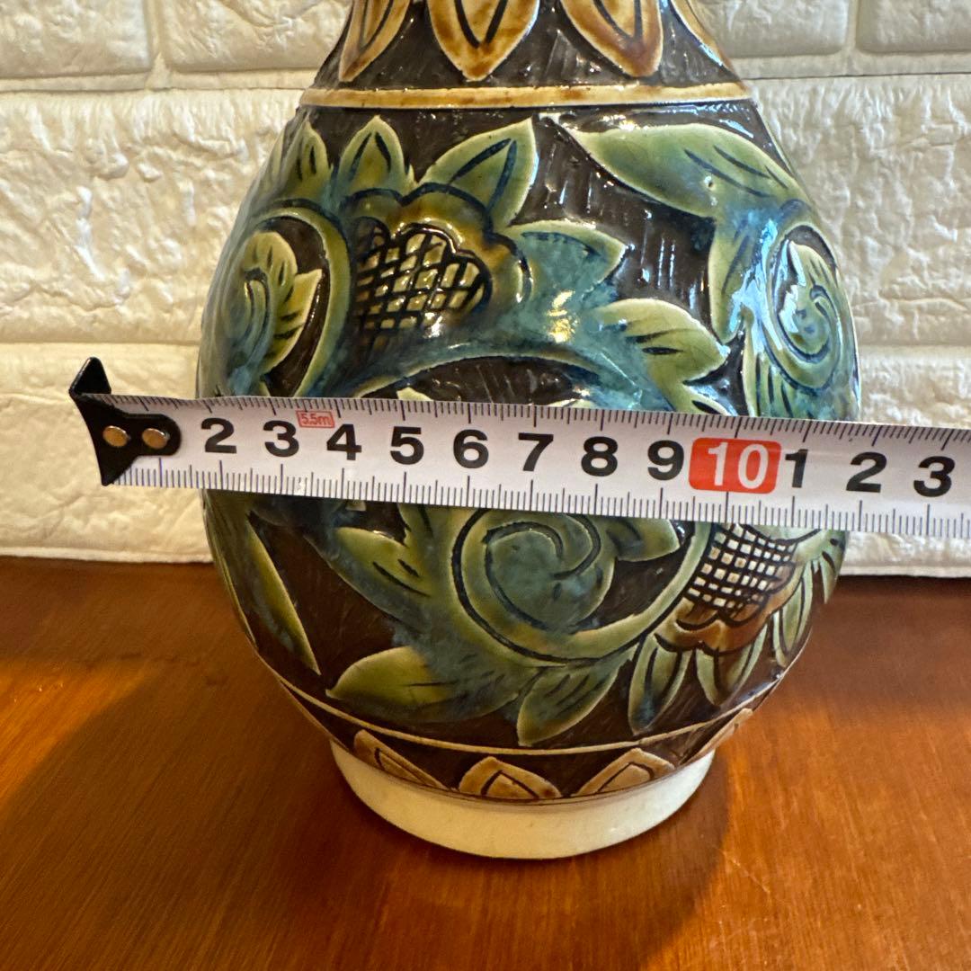 【壺屋焼】故.小橋川永弘.緑釉唐草壺.大