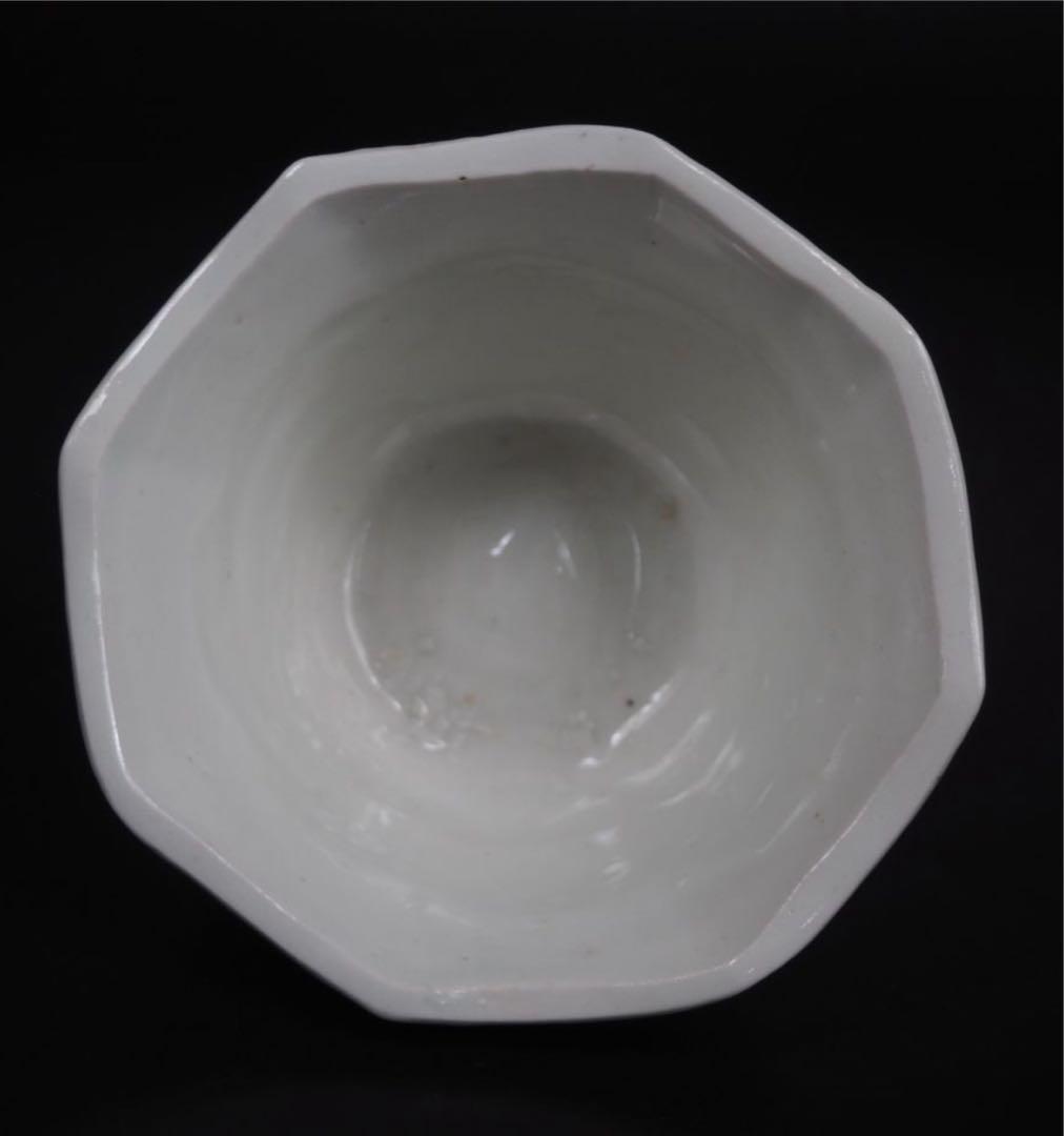 送料無料時代唐物 白磁八角盃 酒仙漢詩図 白南京 徳化窯 白高麗②中国古玩骨董