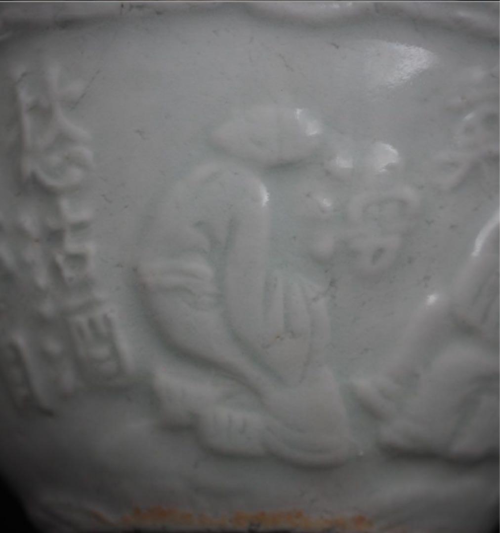 送料無料時代唐物 白磁八角盃 酒仙漢詩図 白南京 徳化窯 白高麗②中国古玩骨董