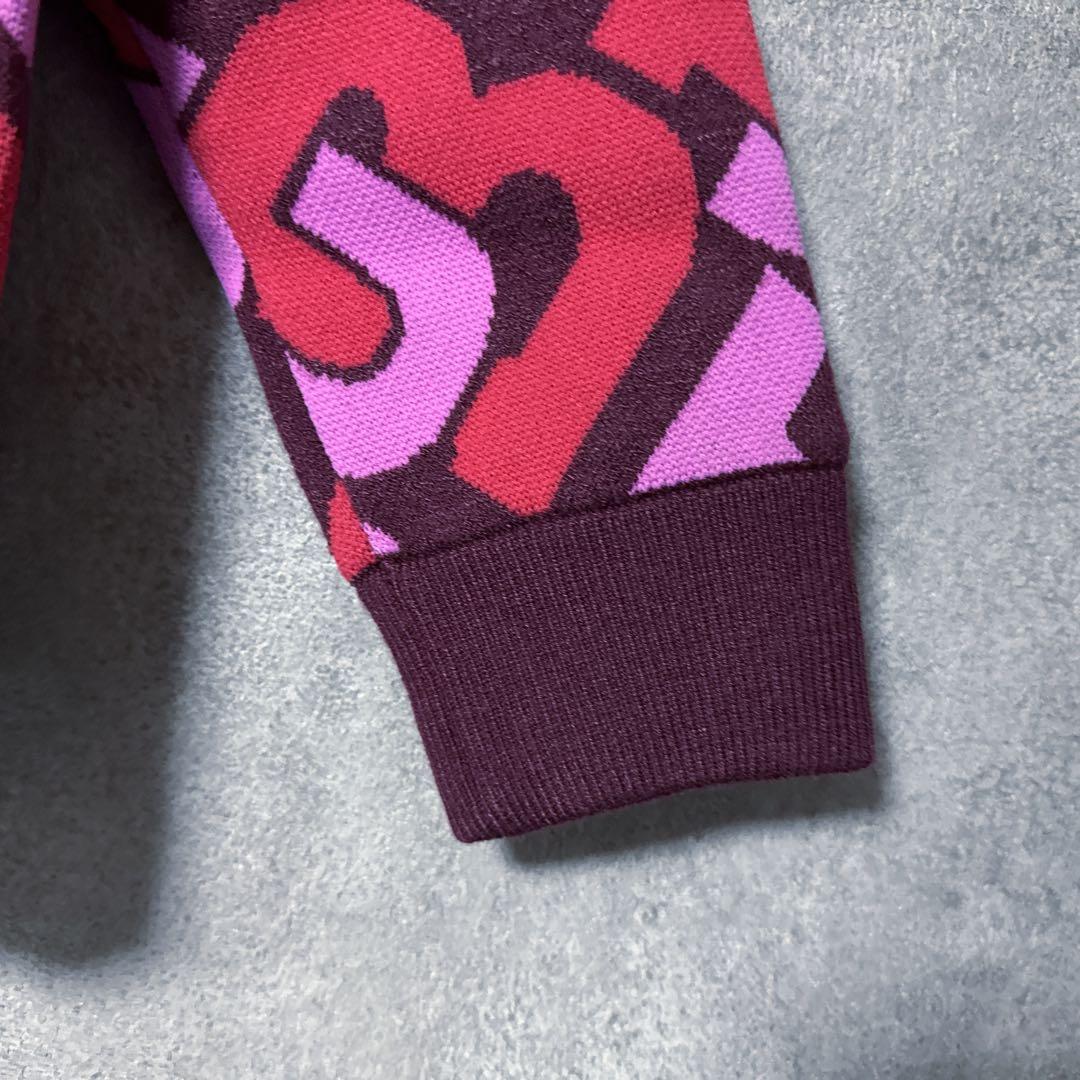 Jack Bunny ジャックバニー総柄 ロゴ ニット ジャケット レッド系 0