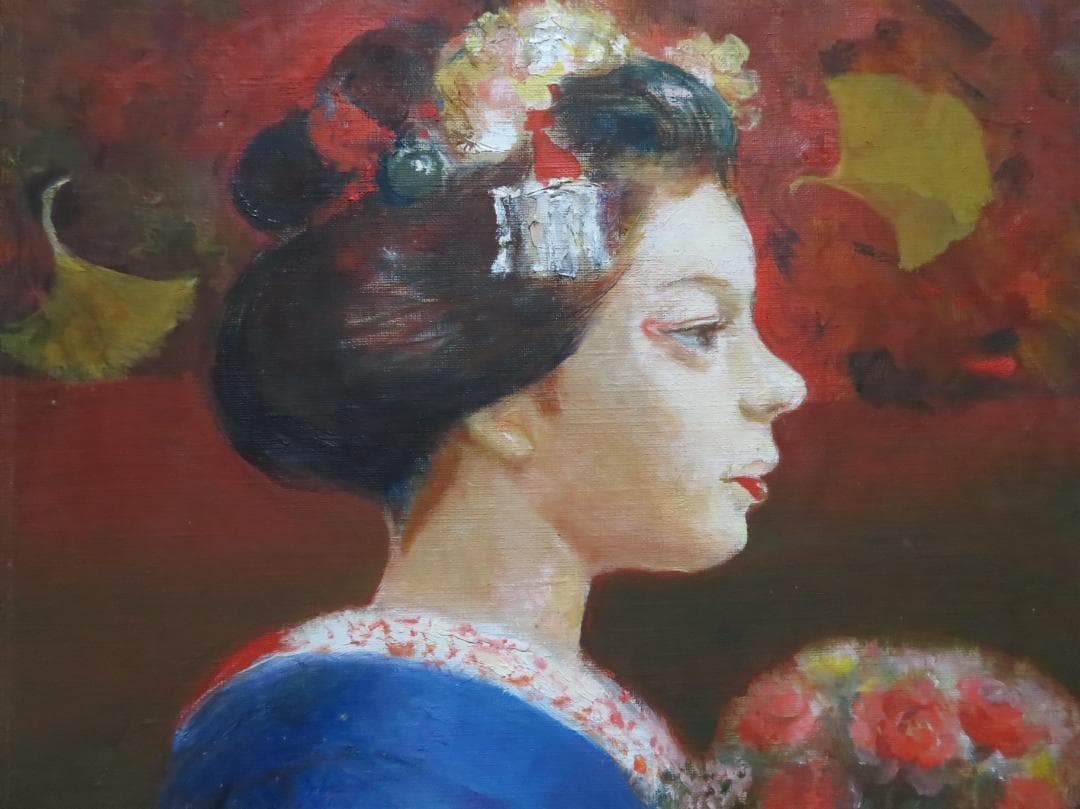 ◆　山岡恒二　「舞妓」　F6油彩　独立会　須田賞　師：須田国太郎　真作保証 　◆