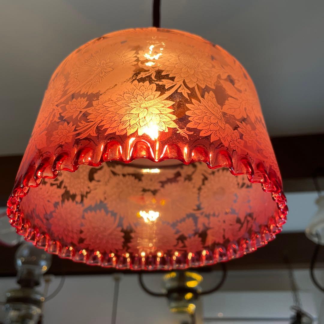 電笠　電傘　照明　ヨーロッパ(英国)　※アンティーク・レトロなガラス 照明