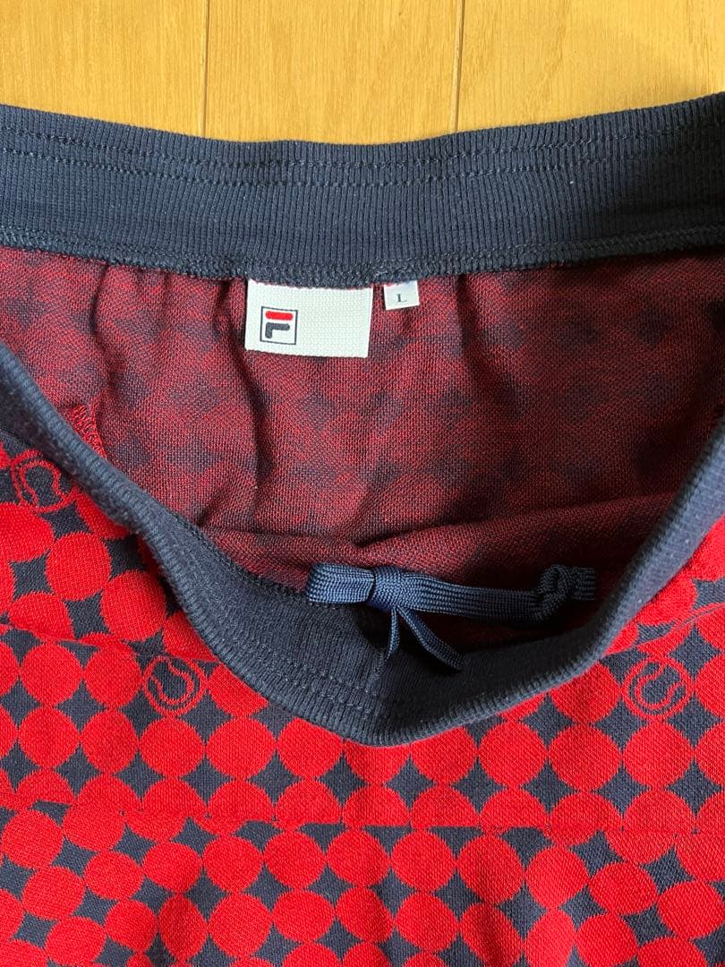 FILA テニス　ジャガードフーデイとシャツ、スカートの3点セットアップ　L