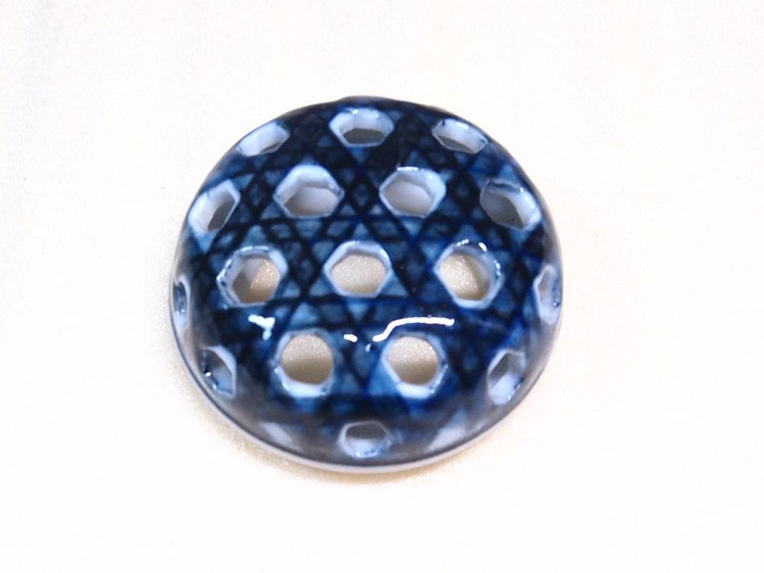 【未使用】九谷焼 九谷陶香作 角福 福寿 香炉 染付 人物/小紋 茶道具/香道具