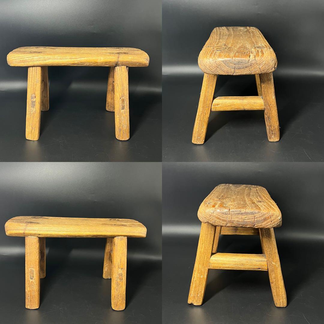 李朝 木製 小椅子 低椅子 踏み台 古民藝 古道具 朝鮮古美術 民藝 花台展示台