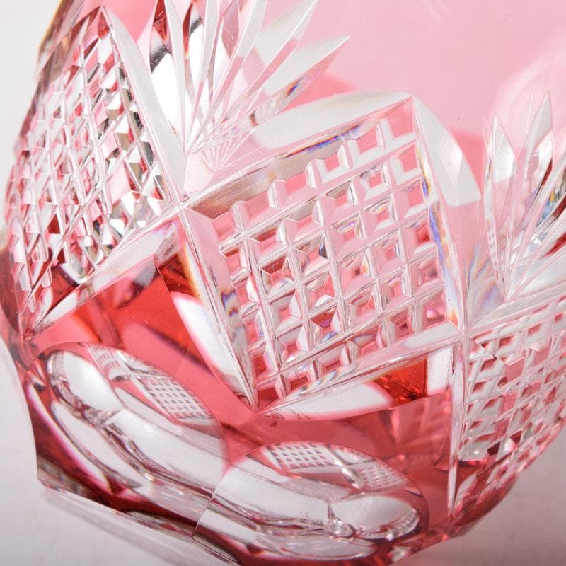 伝統工芸　江戸切子　カガミクリスタル　懐石杯　盃　一對　共箱　V　7506