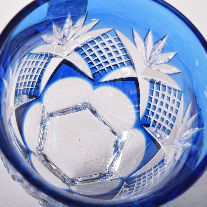 伝統工芸　江戸切子　カガミクリスタル　懐石杯　盃　一對　共箱　V　7506