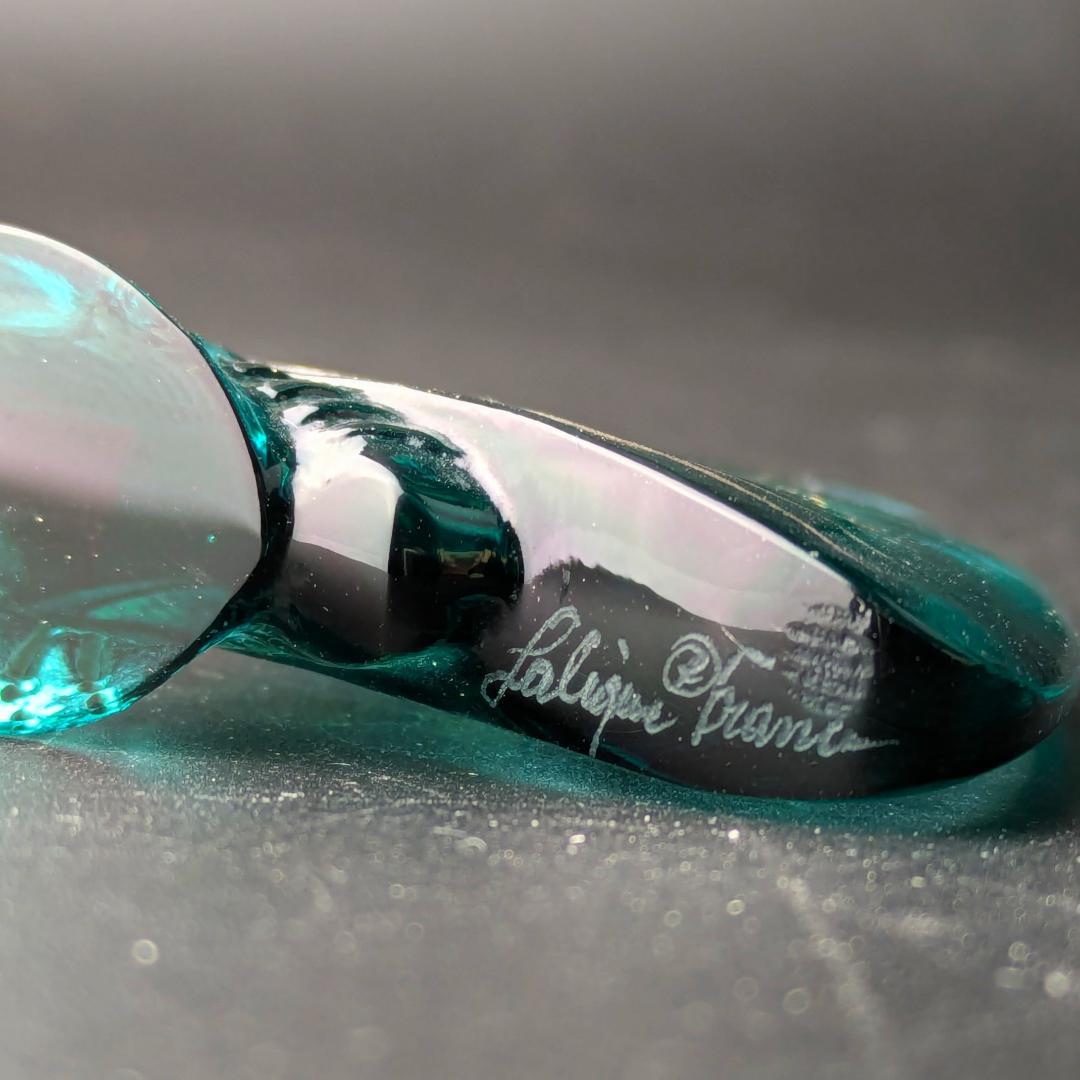 卓上芸術 ラリック 青ガラス彩色 パピヨン蝶オブジェ入手至難　精密エナメル