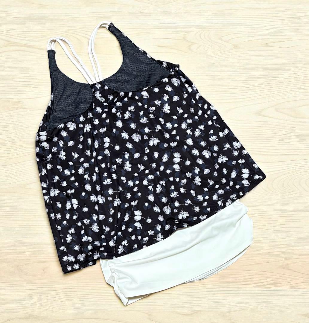 SUKALA フラワープリントカバータンクトップ　ピュアブラック　LL