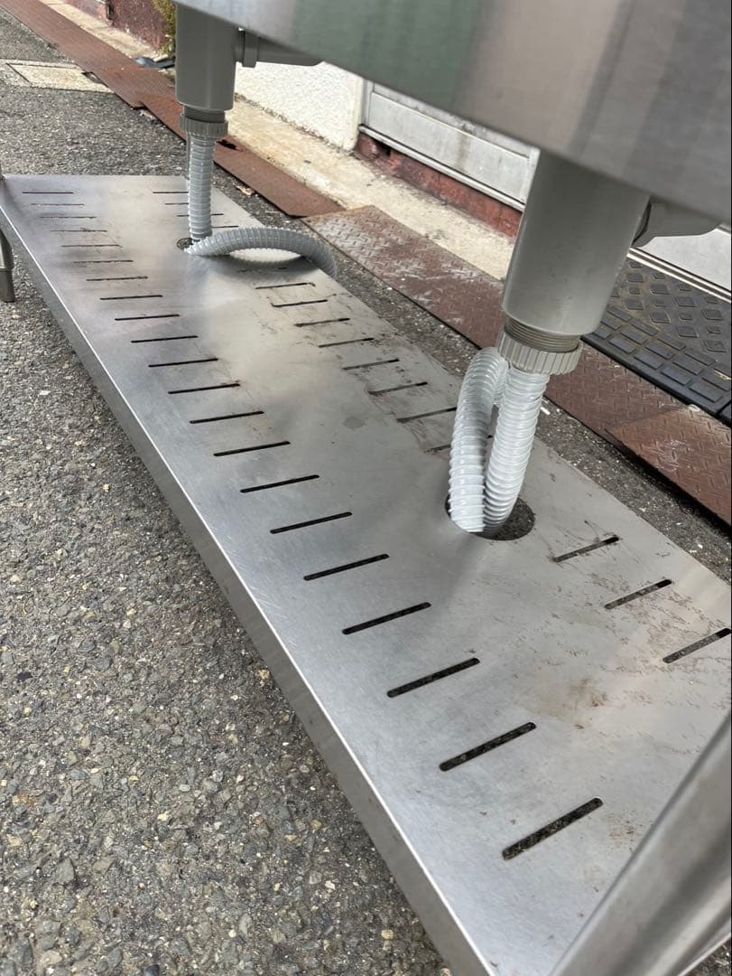 業務用 2槽シンク 2口蛇口付き 幅1500×奥450×高さ820+90