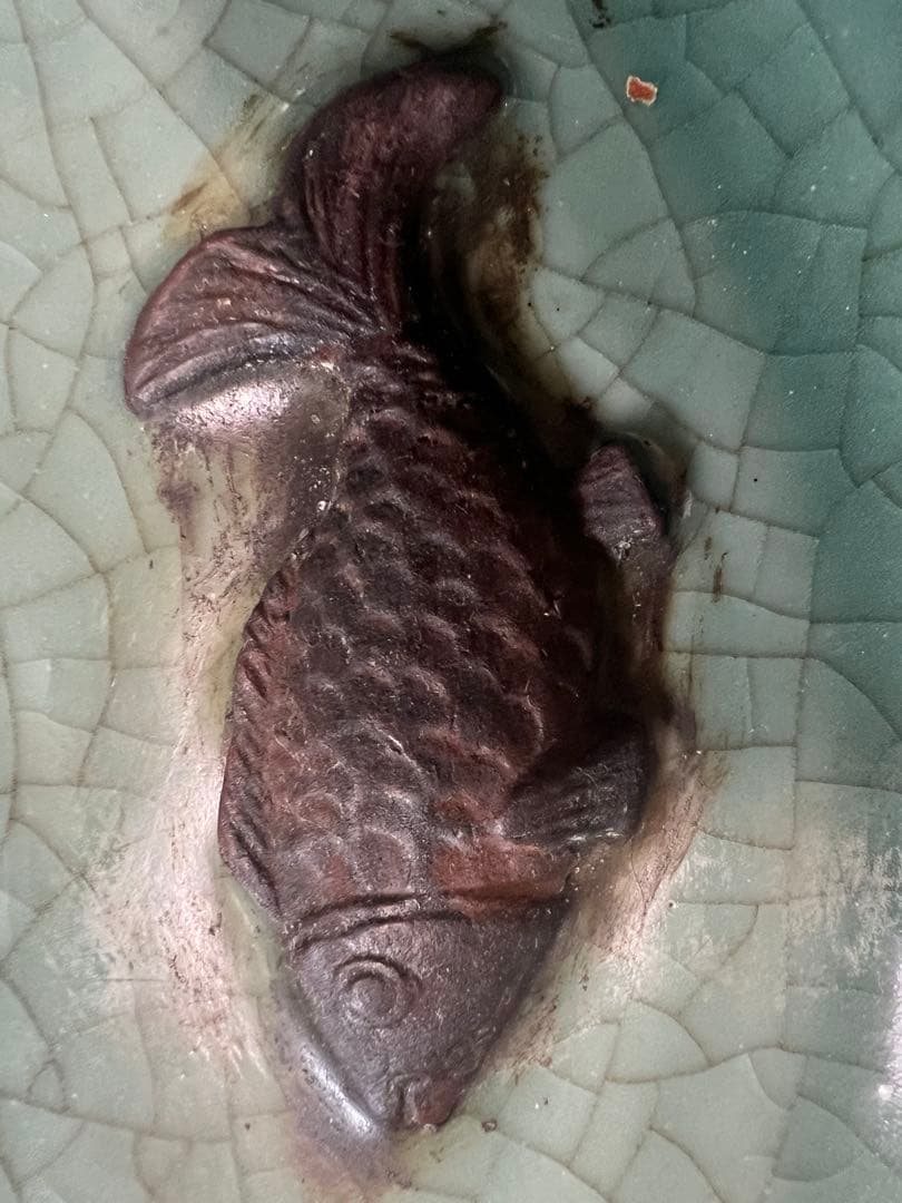 天龍寺青磁魚装飾大皿