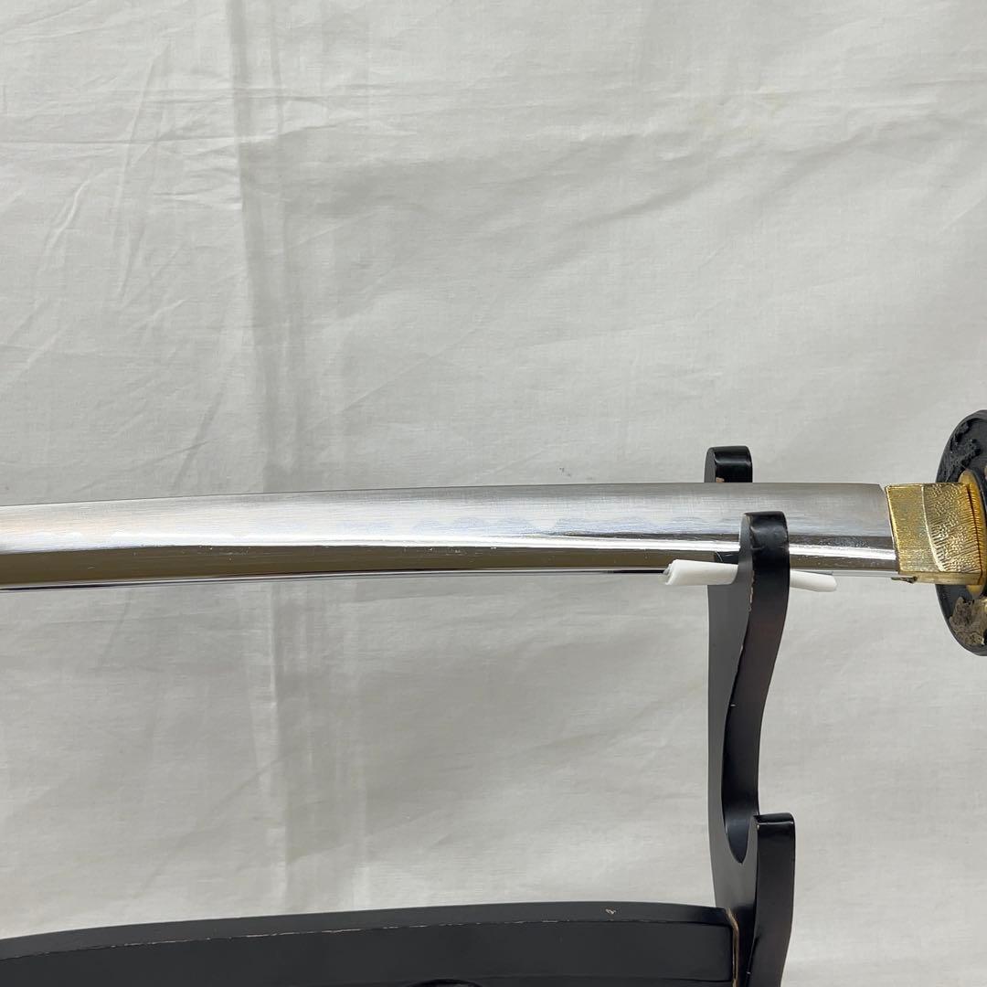 【模造刀】太刀 鉄鍔 鷹 松 縁起 図 全長99.0センチ 日本刀 刀剣 黒鞘