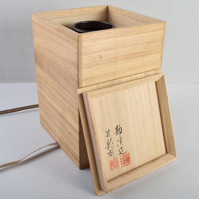 般若勘渓造　鋳銅　昌龍刻　志波彦神社・鹽竈神社絵　花瓶　共箱　N　R9397H