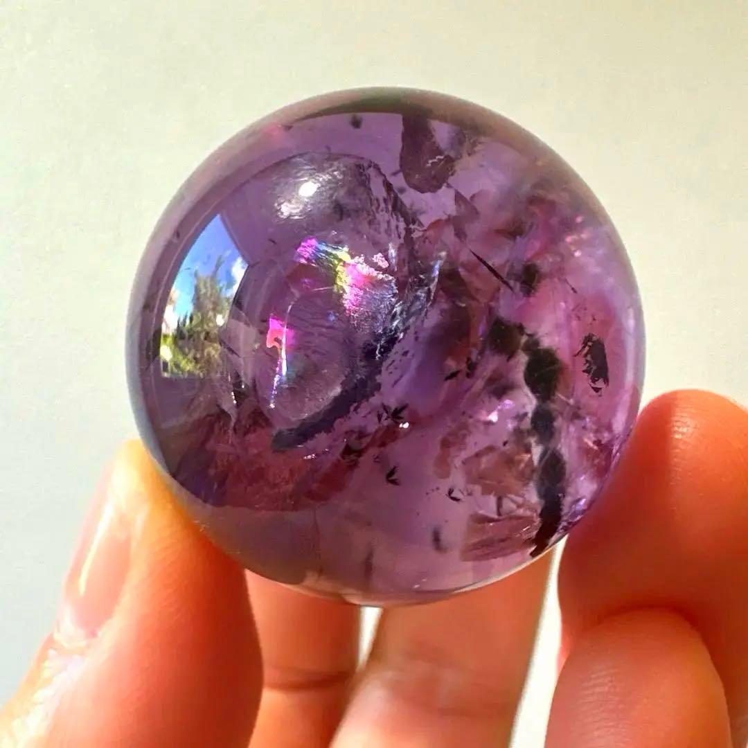 アメシスト　スフィア　高品質　ホーランダイト　虹　ファントム
