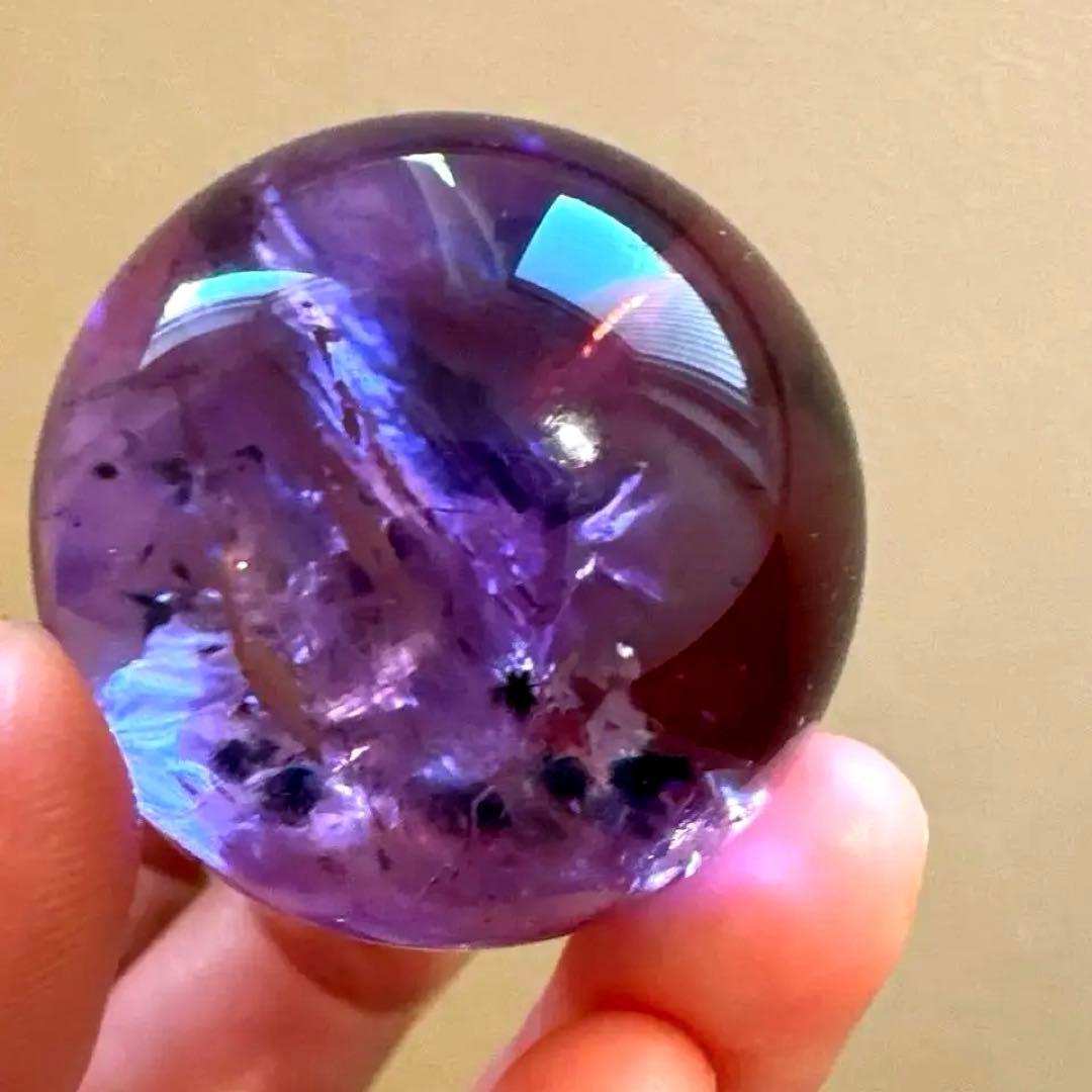 アメシスト　スフィア　高品質　ホーランダイト　虹　ファントム