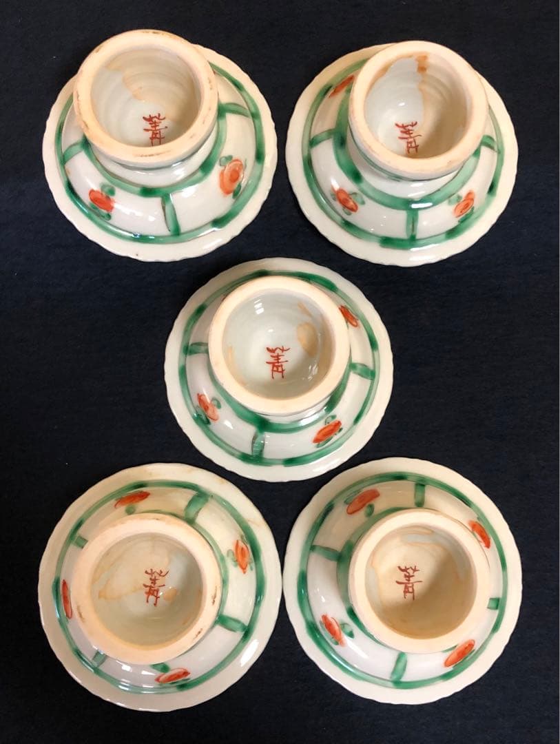 割引‼️《レ》九谷焼 須田 菁華 安南 色絵 台皿5客　1f