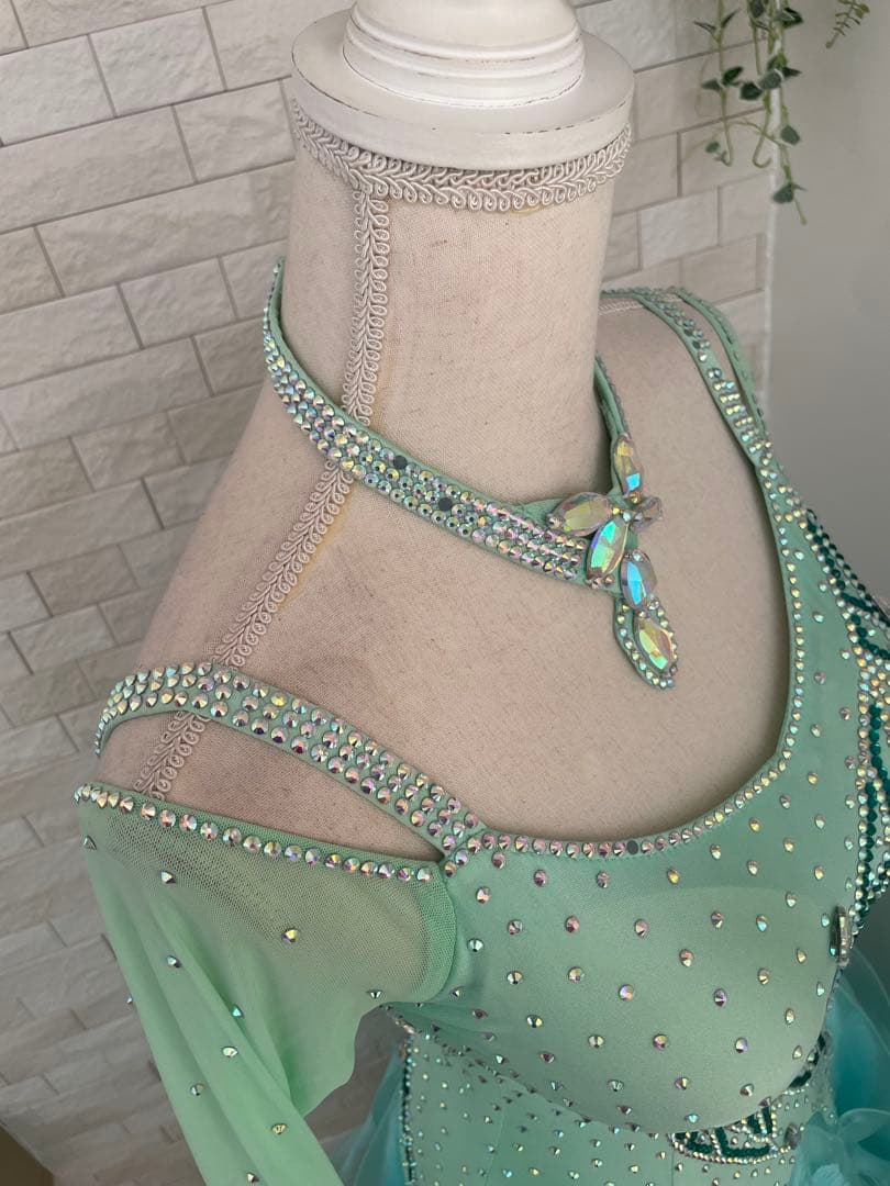 社交ダンス　スタンダードドレス⭐️ミントグリーンドレス