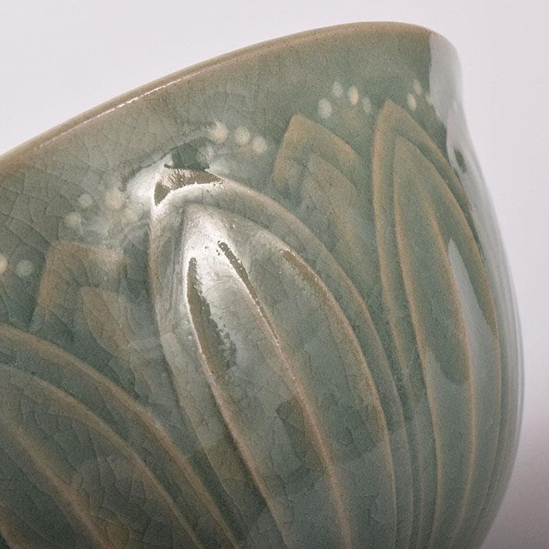 銀杏の木 　柳海剛（柳根瀅）作　高麗青磁　茶碗　共箱　V　R8500